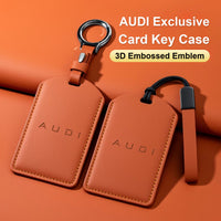 Audi Signature Nappa Leather Card Key Case – Embossed Emblem with Strap or Key Ring
