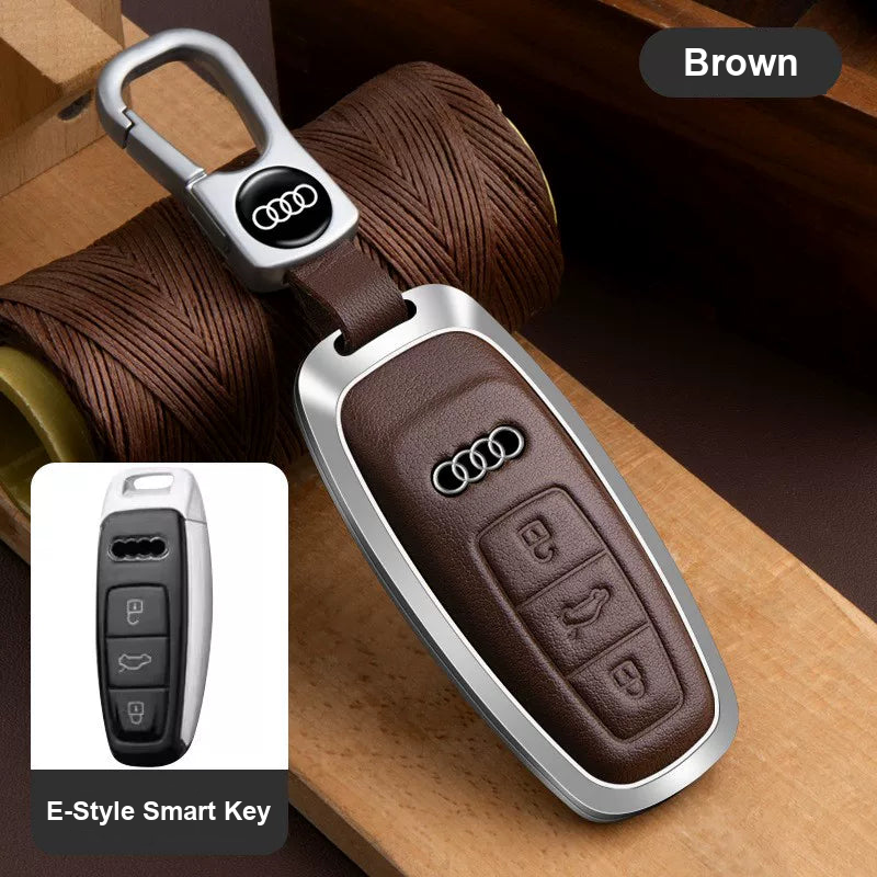 Audi Executive cowhide key case in Brown with metal buckle