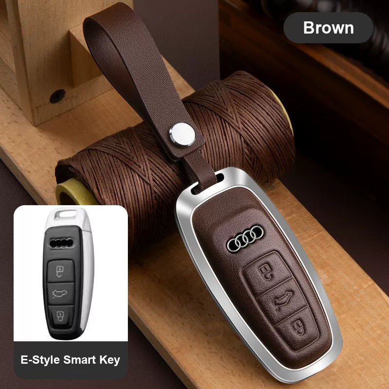Audi Executive cowhide key case in Brown with leather strap