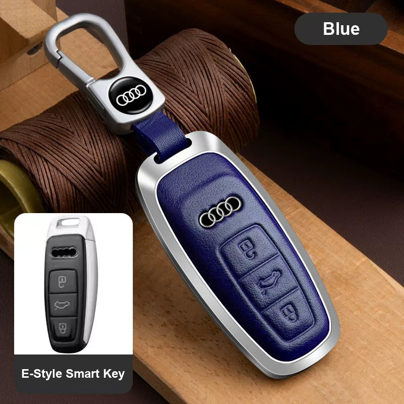 Audi Executive cowhide key case in Blue with metal buckle