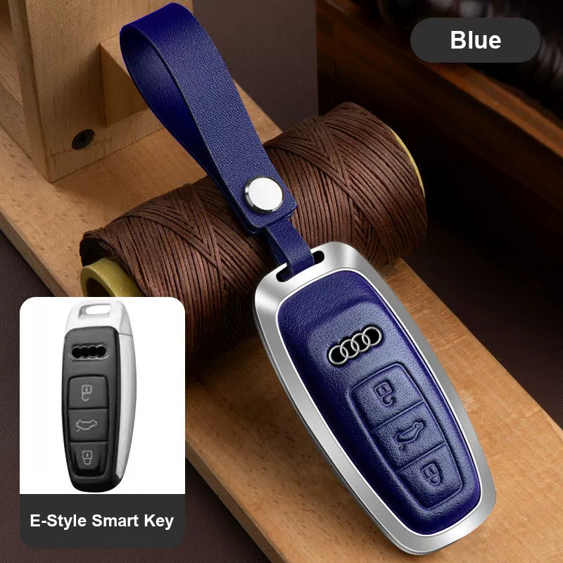 Audi Executive cowhide key case in Blue with leather strap