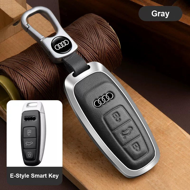 Audi Executive cowhide key case in Gray with metal buckle