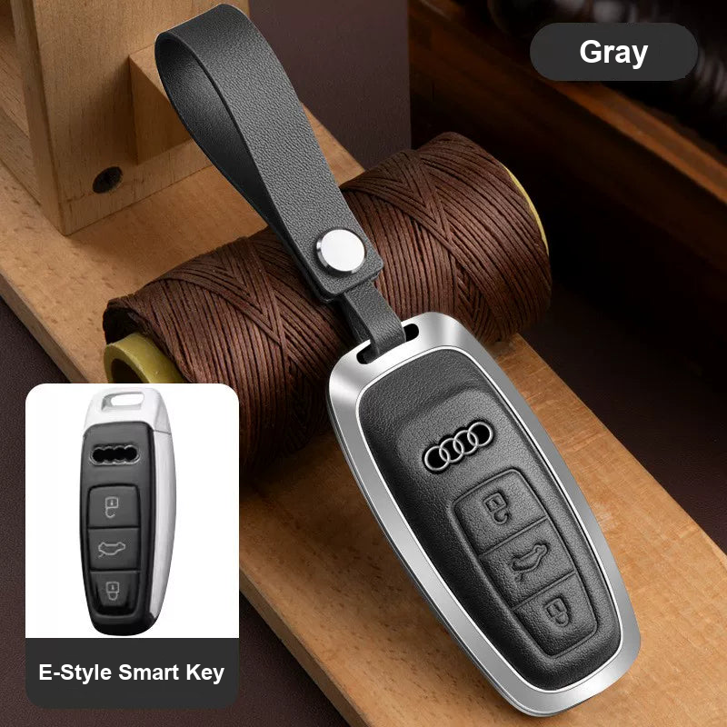 Audi Executive cowhide key case in Gray with leather strap