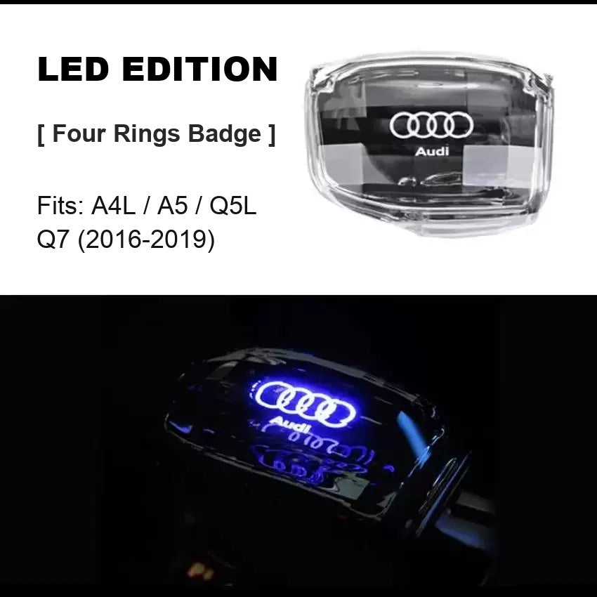 LED illuminated crystal gear knob, Four Rings badge, A4L A5 Q5L Q7 2016-2019