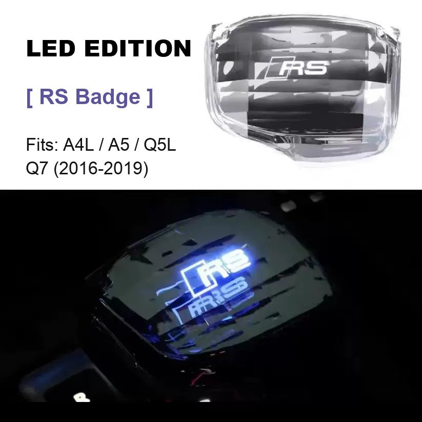LED illuminated crystal gear knob, RS badge, A4L A5 Q5L Q7 2016-2019