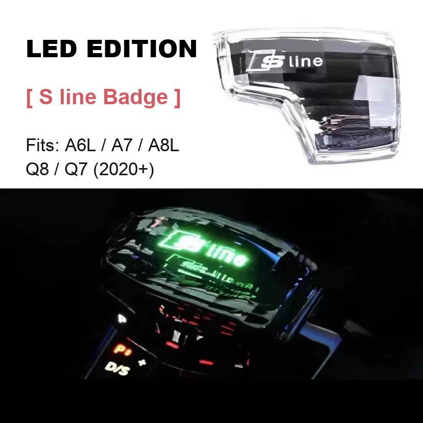 LED illuminated crystal gear knob, S line badge, A6L A7 A8L Q8 Q7 2020+