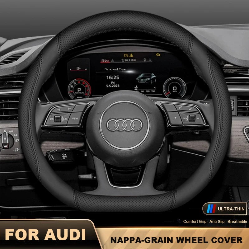 Audi Nappa-grain ultra-thin steering wheel cover in black