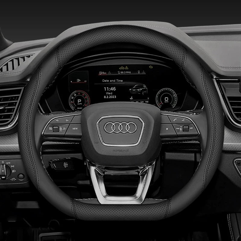 D-shaped Audi steering wheel cover for Q3, Q5L and A6L – Black