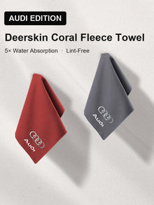 Audi Prestige Deerskin Detailing Towel – Dual-Face Coral Fleece, Rings and S line Edition