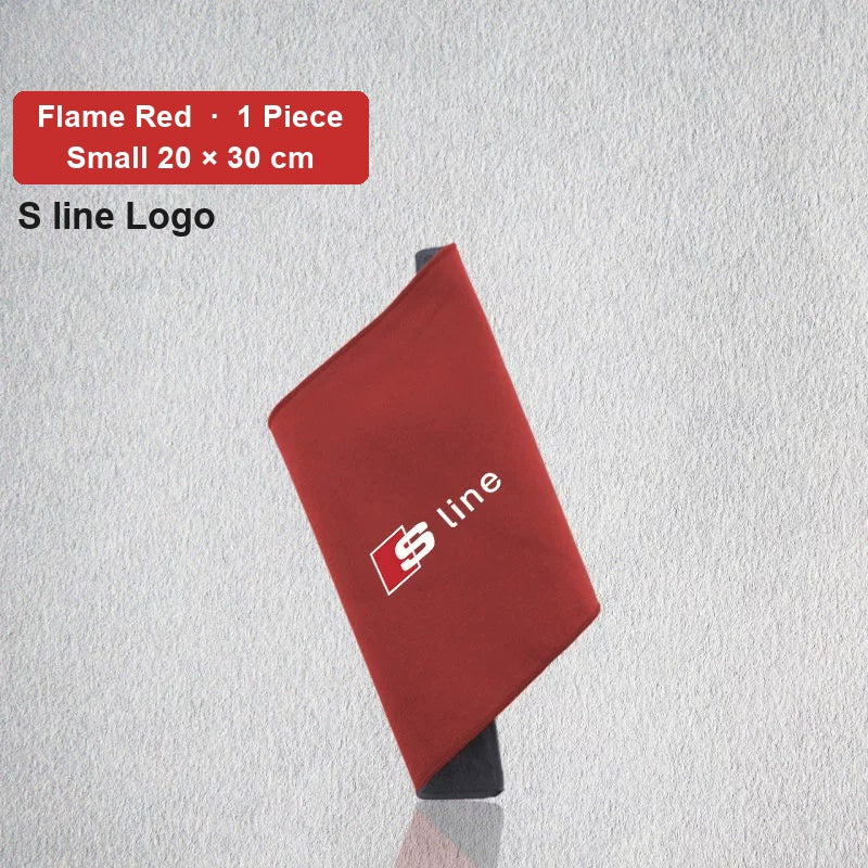 Audi deerskin coral fleece towel – S line Logo, Flame Red, Small 20 × 30 cm, 1 Piece