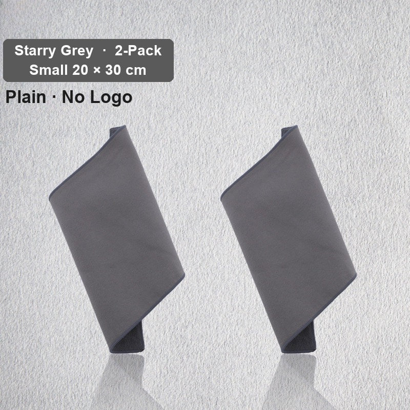 Audi deerskin coral fleece towel – Plain No Logo, Starry Grey, Small 20 × 30 cm, 2-Pack