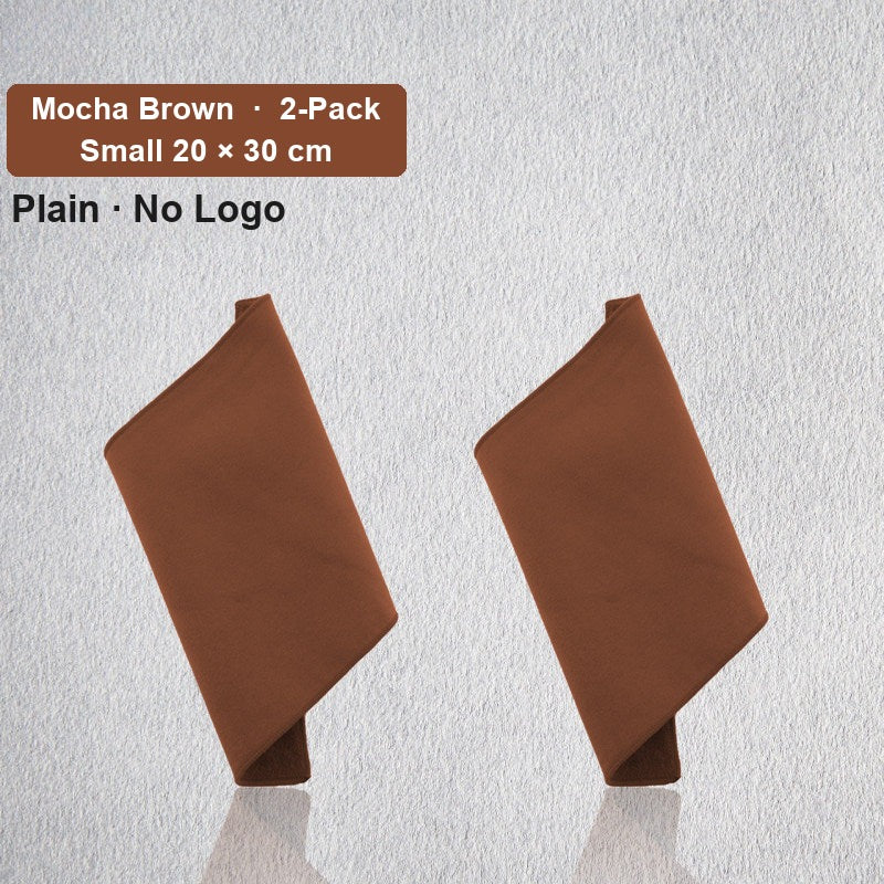 Audi deerskin coral fleece towel – Plain No Logo, Mocha Brown, Small 20 × 30 cm, 2-Pack