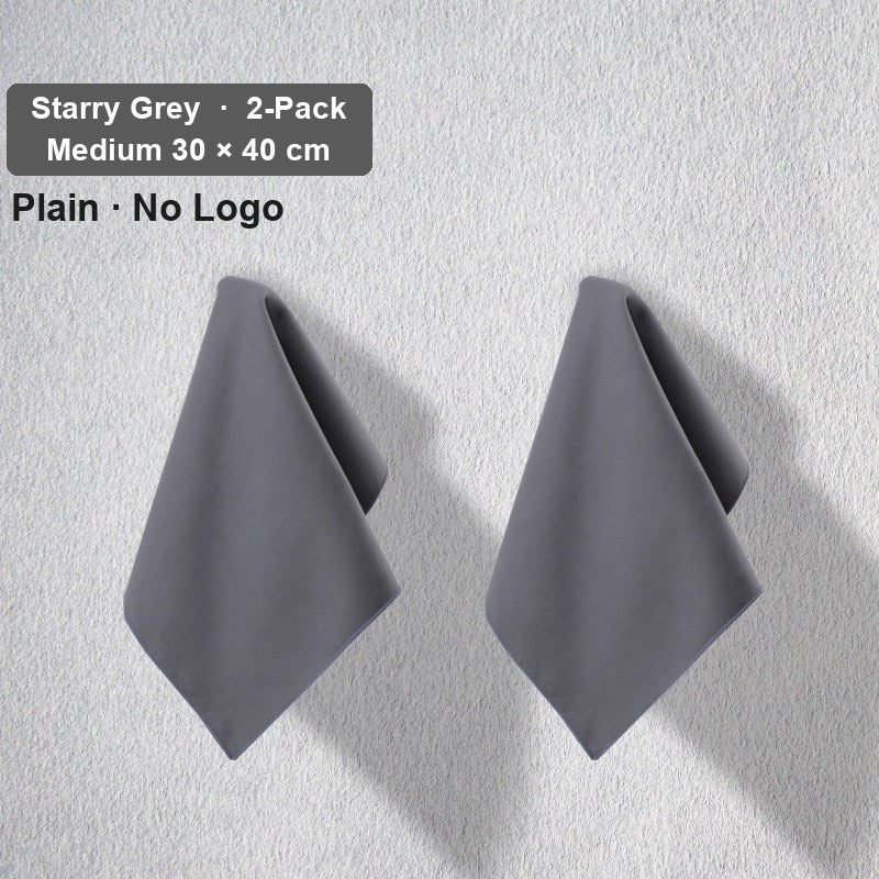 Audi deerskin coral fleece towel – Plain No Logo, Starry Grey, Medium 30 × 40 cm, 2-Pack