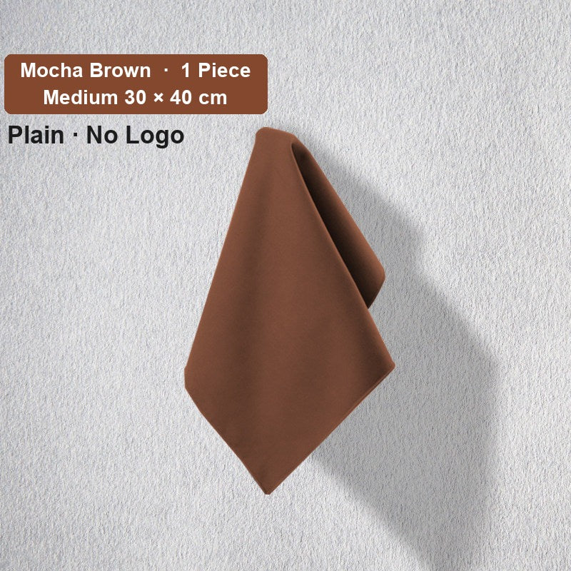 Audi deerskin coral fleece towel – Plain No Logo, Mocha Brown, Medium 30 × 40 cm, 1 Piece