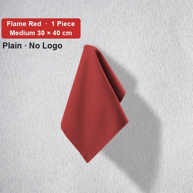 Audi deerskin coral fleece towel – Plain No Logo, Flame Red, Medium 30 × 40 cm, 1 Piece