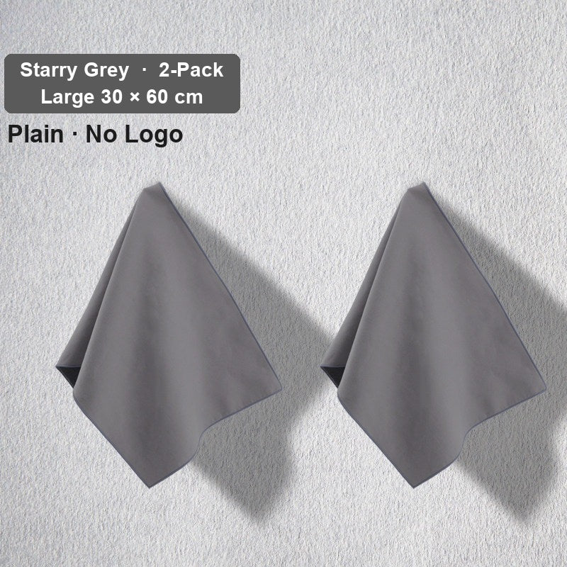 Audi deerskin coral fleece towel – Plain No Logo, Starry Grey, Large 30 × 60 cm, 2-Pack