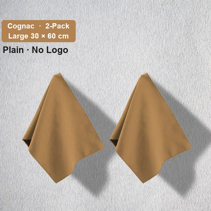 Audi deerskin coral fleece towel – Plain No Logo, Cognac, Large 30 × 60 cm, 2-Pack