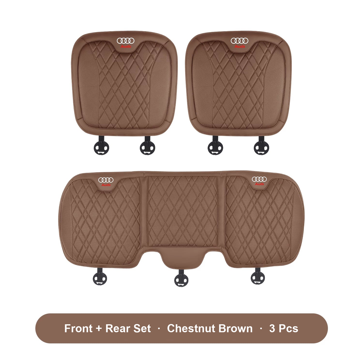 Audi front and rear 3-piece cushion set in Chestnut Brown