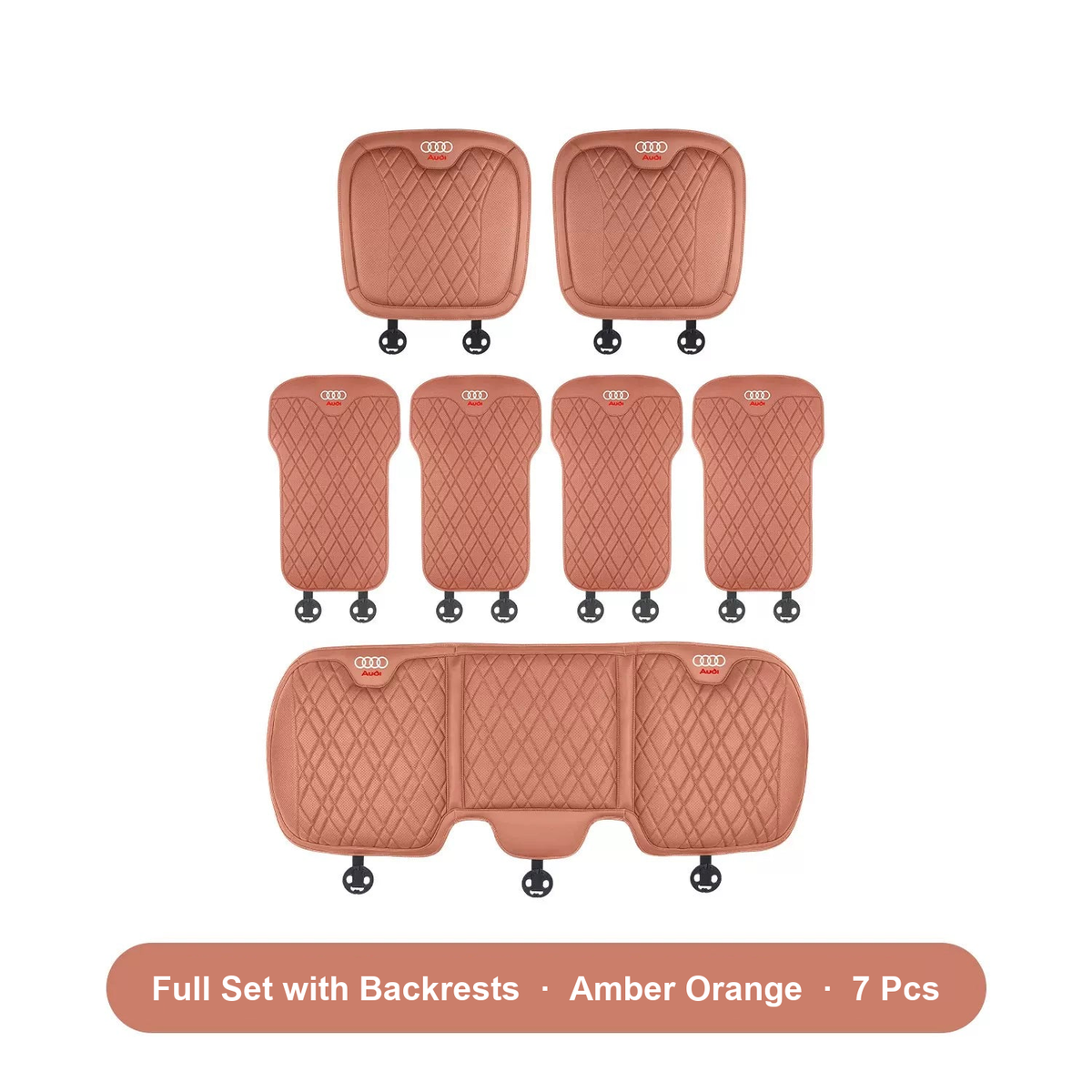 Audi full 7-piece cushion set with backrests in Amber Orange