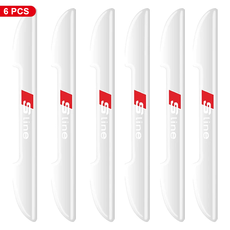 Audi door edge guards – Clear, White S line Logo – 6 Pcs