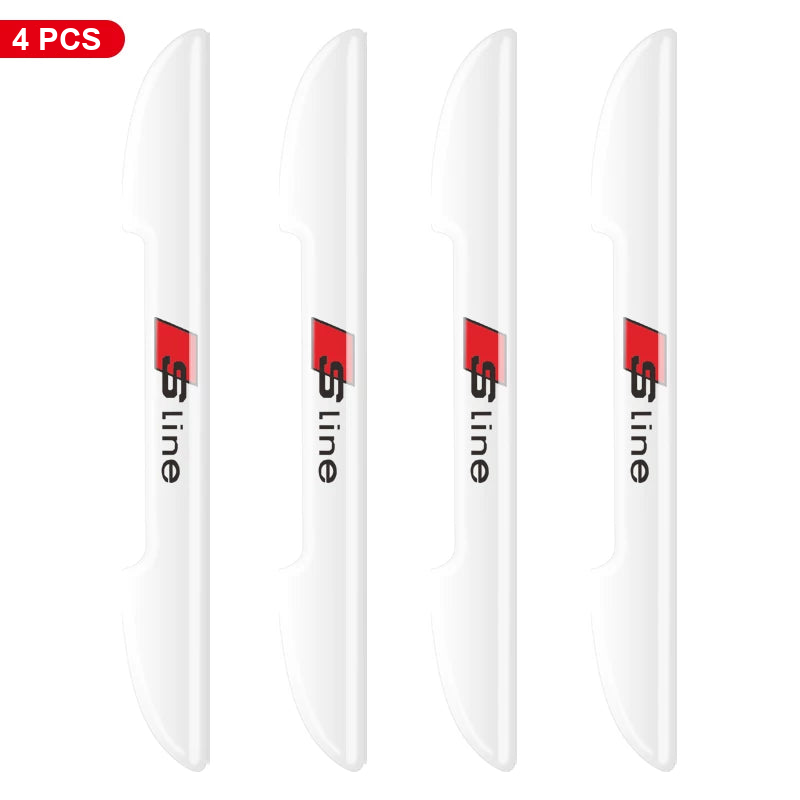 Audi door edge guards – Clear, Black S line Logo – 4 Pcs