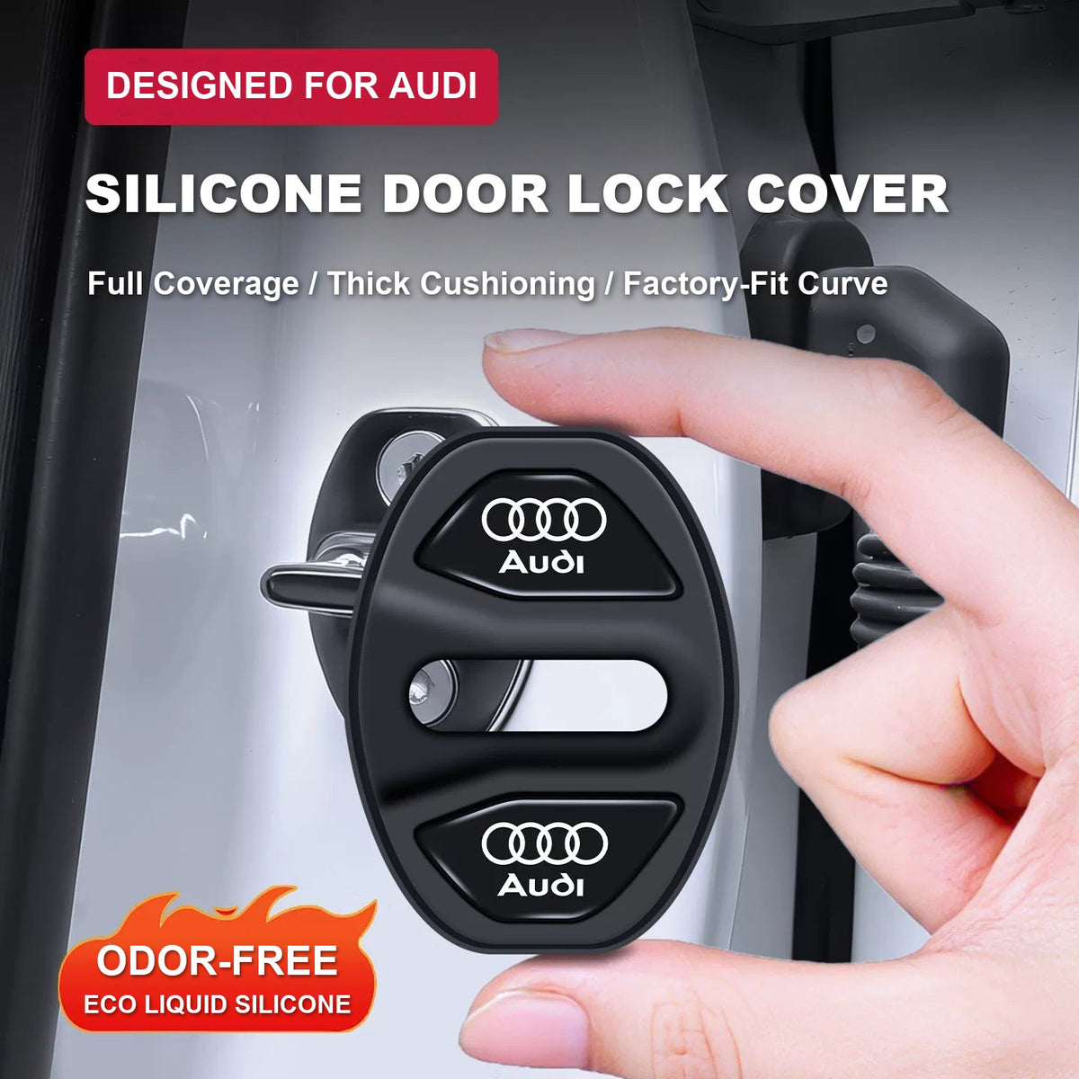 Audi silicone door lock cover held in hand - full coverage and thick cushioning