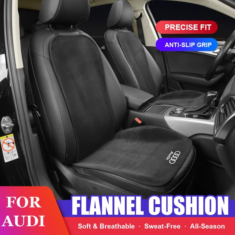 Audi flannel seat cushion on a black front seat – precise fit, anti-slip grip