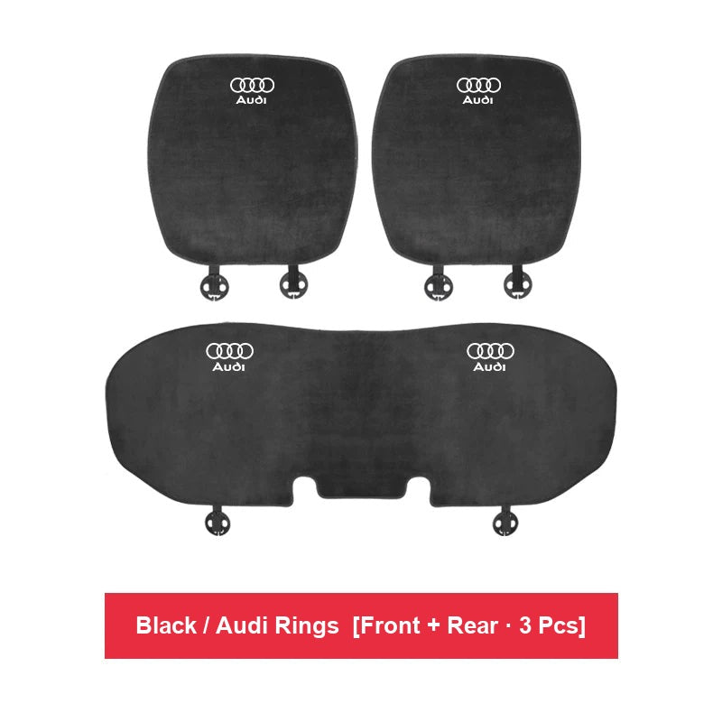 Audi flannel seat cushion – Black / Audi Rings – Front + Rear · 3 Pcs