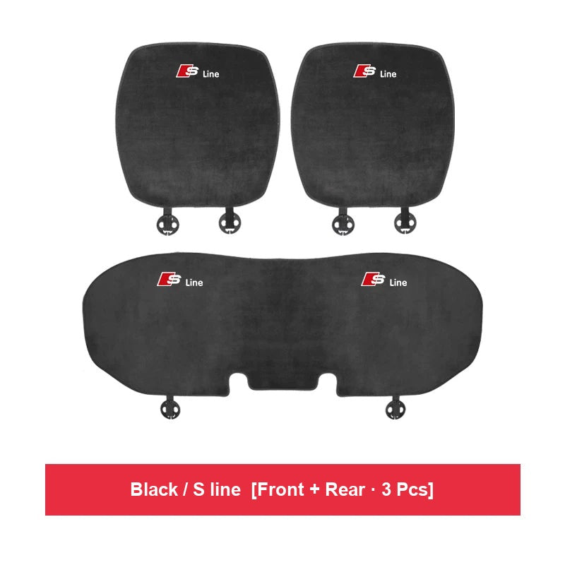Audi flannel seat cushion – Black / S line – Front + Rear · 3 Pcs