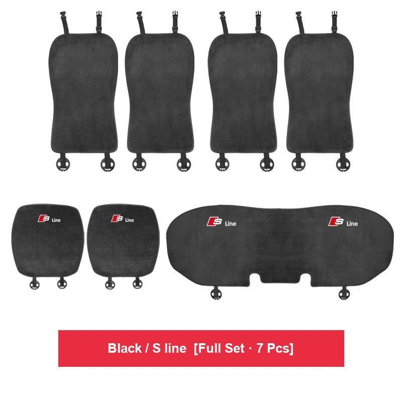 Audi flannel seat cushion – Black / S line – Full Set · 7 Pcs