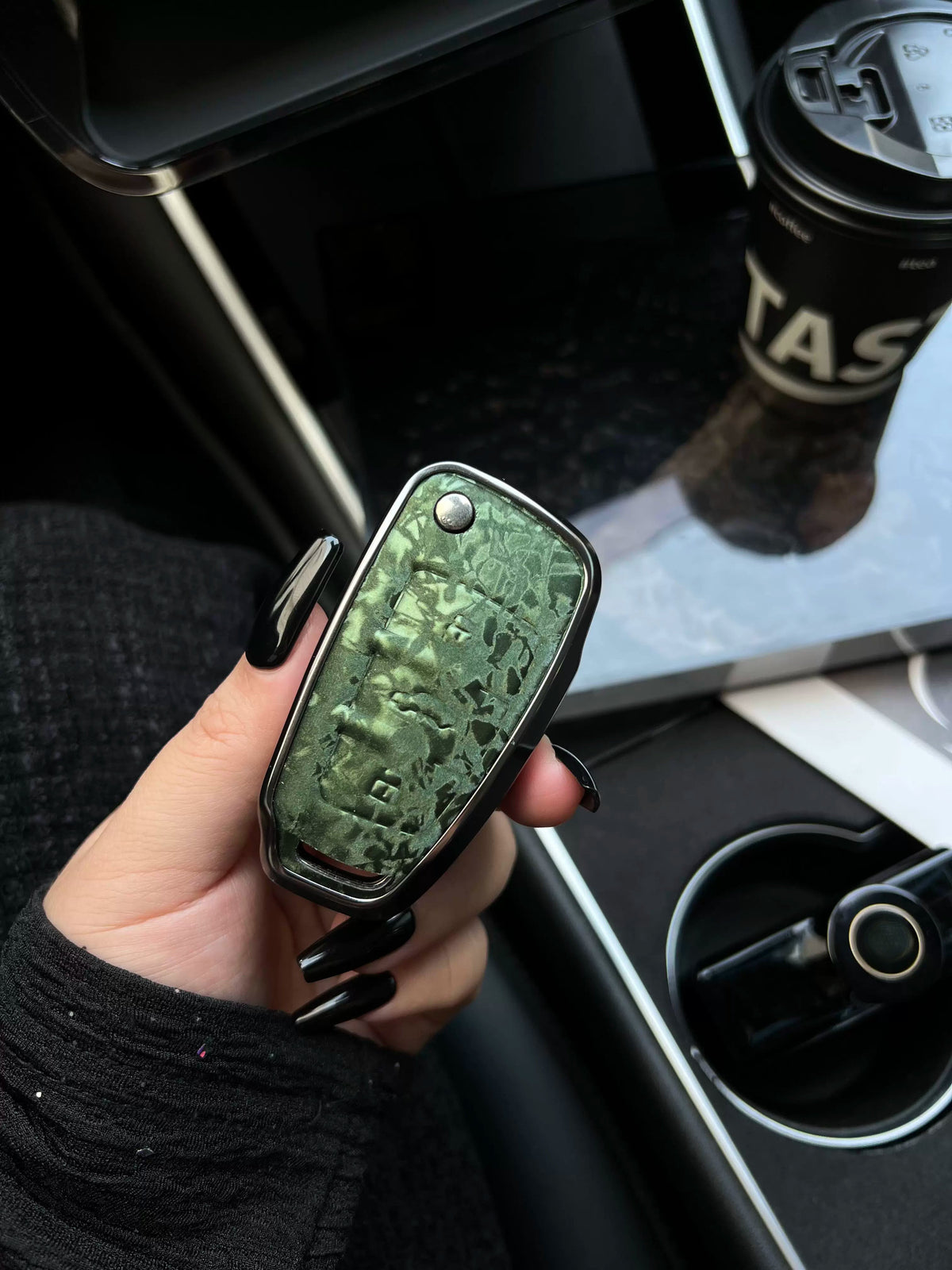 Audi forged marble pattern key case with aluminium frame - Jade Green