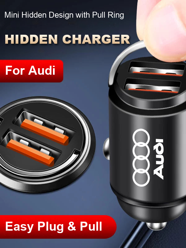 Audi hidden car charger with pull ring