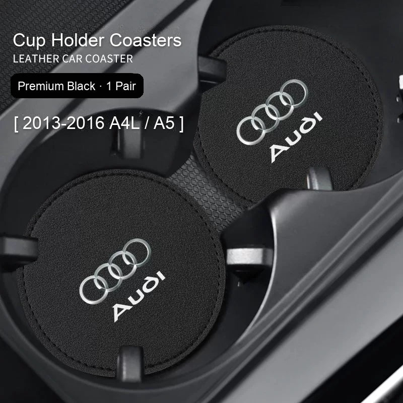 Audi leather cup coasters in Premium Black for 2013-2016 A4L / A5