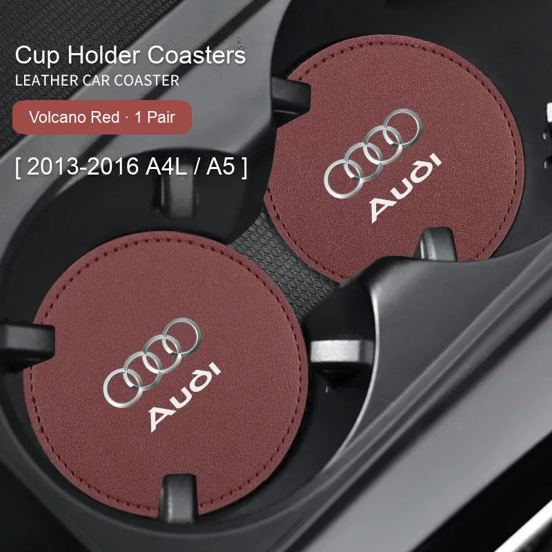 Audi leather cup coasters in Volcano Red for 2013-2016 A4L / A5