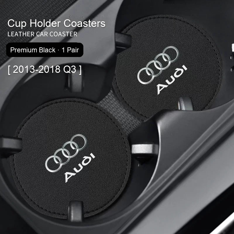 Audi leather cup coasters in Premium Black for 2013-2018 Q3