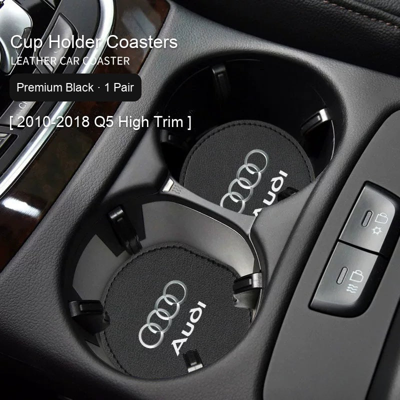 Audi leather cup coasters in Premium Black for 2010-2018 Q5 High Trim