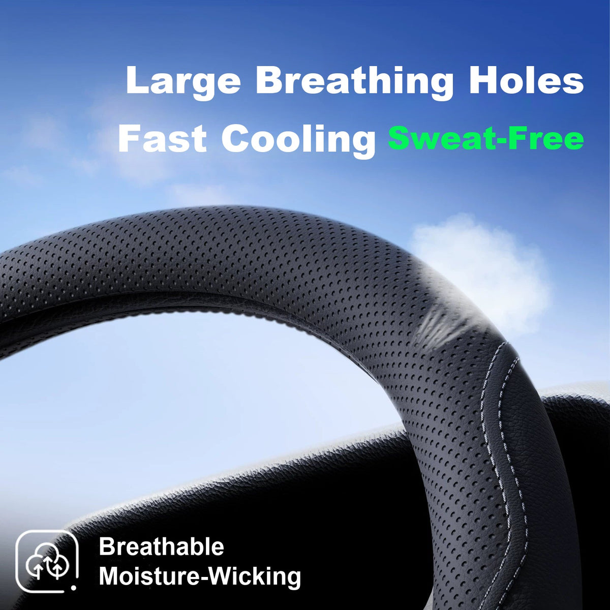Perforated breathable leather steering wheel cover for Audi