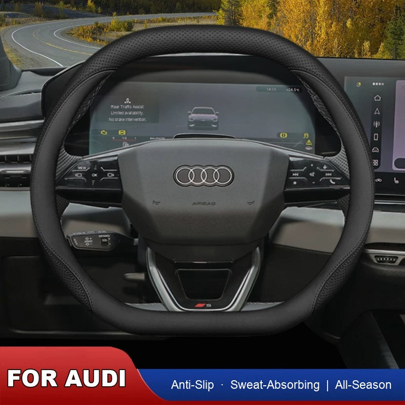 Audi ultra-thin leather steering wheel cover, anti-slip and all-season