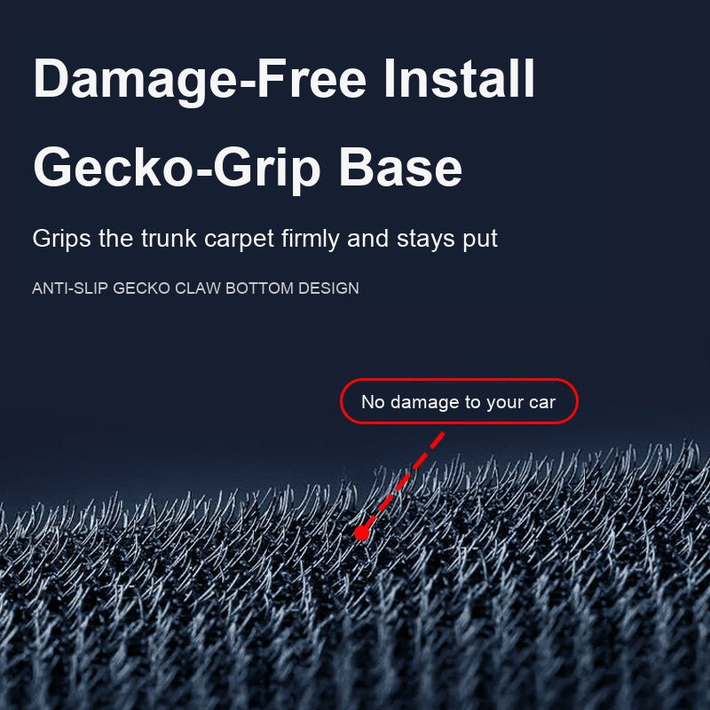Damage-free install with anti-slip gecko-grip base