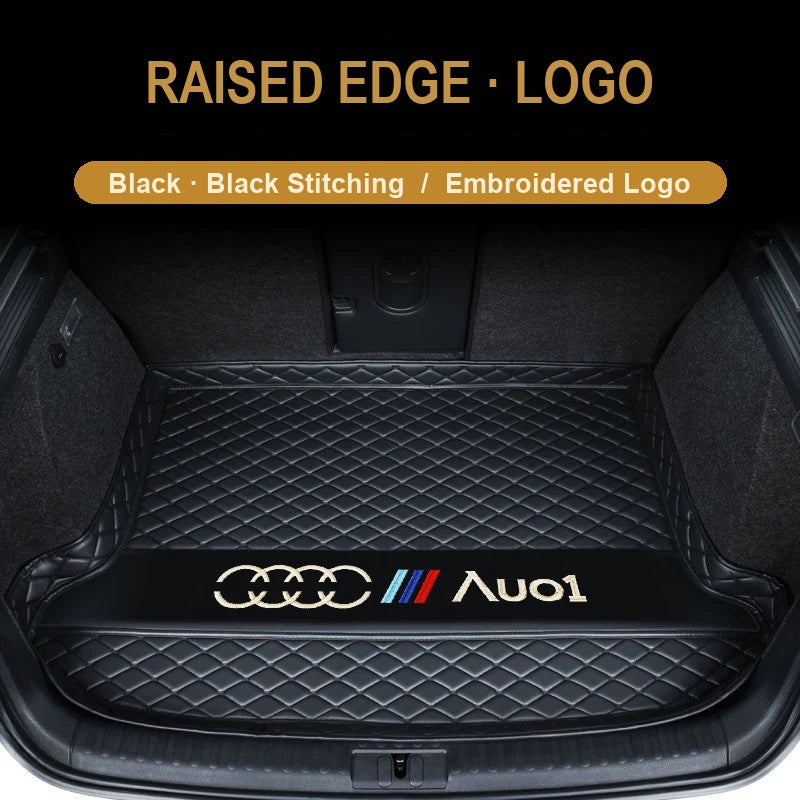 Audi trunk mat – Raised Edge – Black with Black Stitching