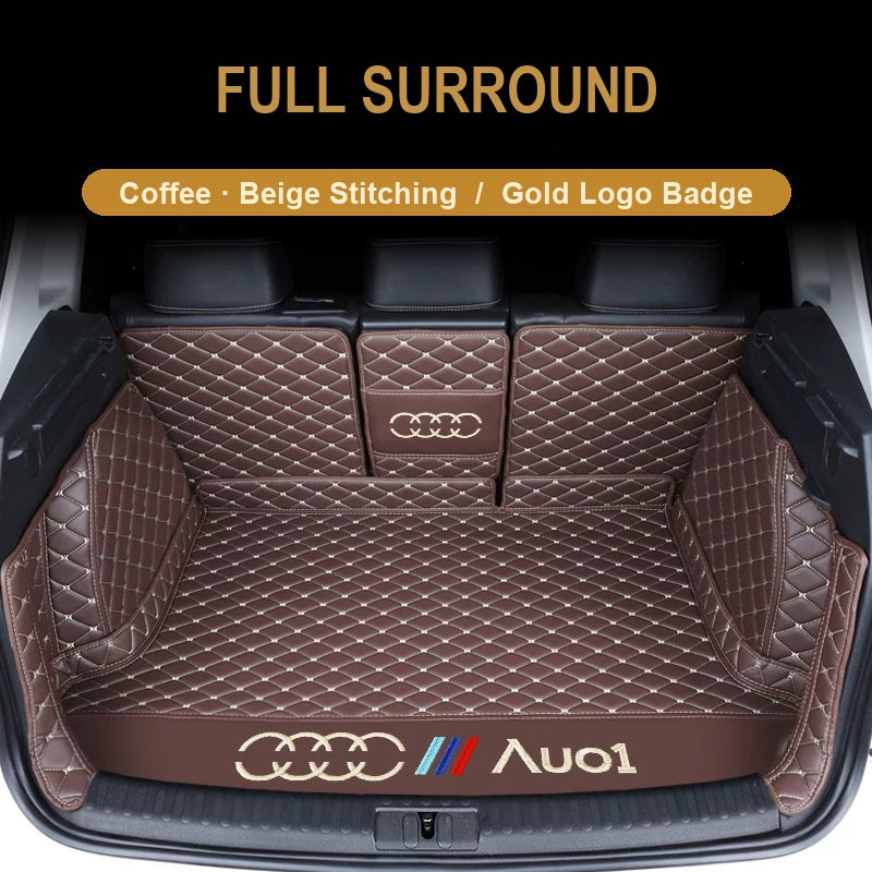 Audi trunk mat – Full Surround – Coffee with Beige Stitching