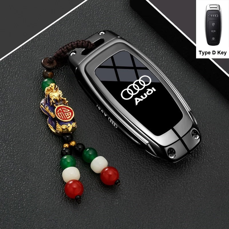 Gunmetal Black Audi Type D key case with Pixiu charm
