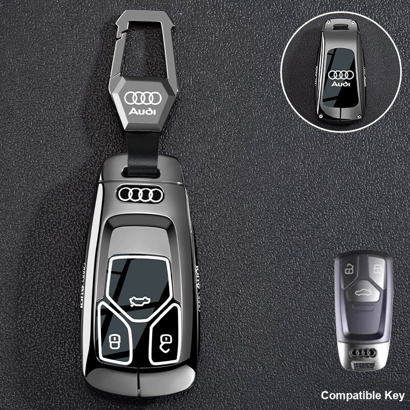 Gunmetal Black Audi Type A key case with metal hook