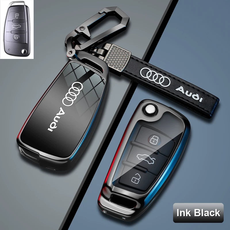Ink Black mirror zinc alloy Audi Type C flip key case