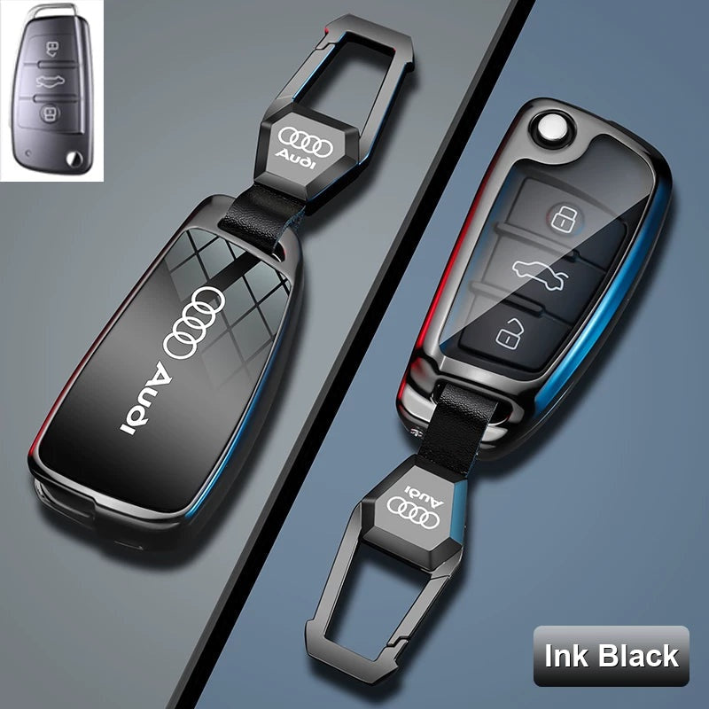 Ink Black mirror zinc alloy Audi Type C flip key case