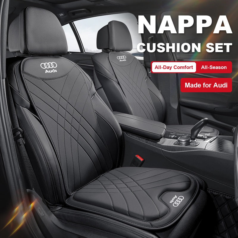 Audi nappa seat cushion and backrest set in Classic Black fitted in a car