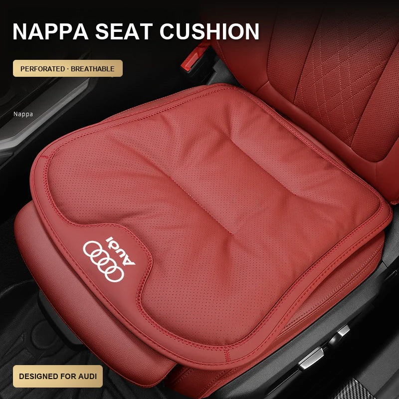 Audi nappa seat cushion in Volcano Red, perforated and breathable