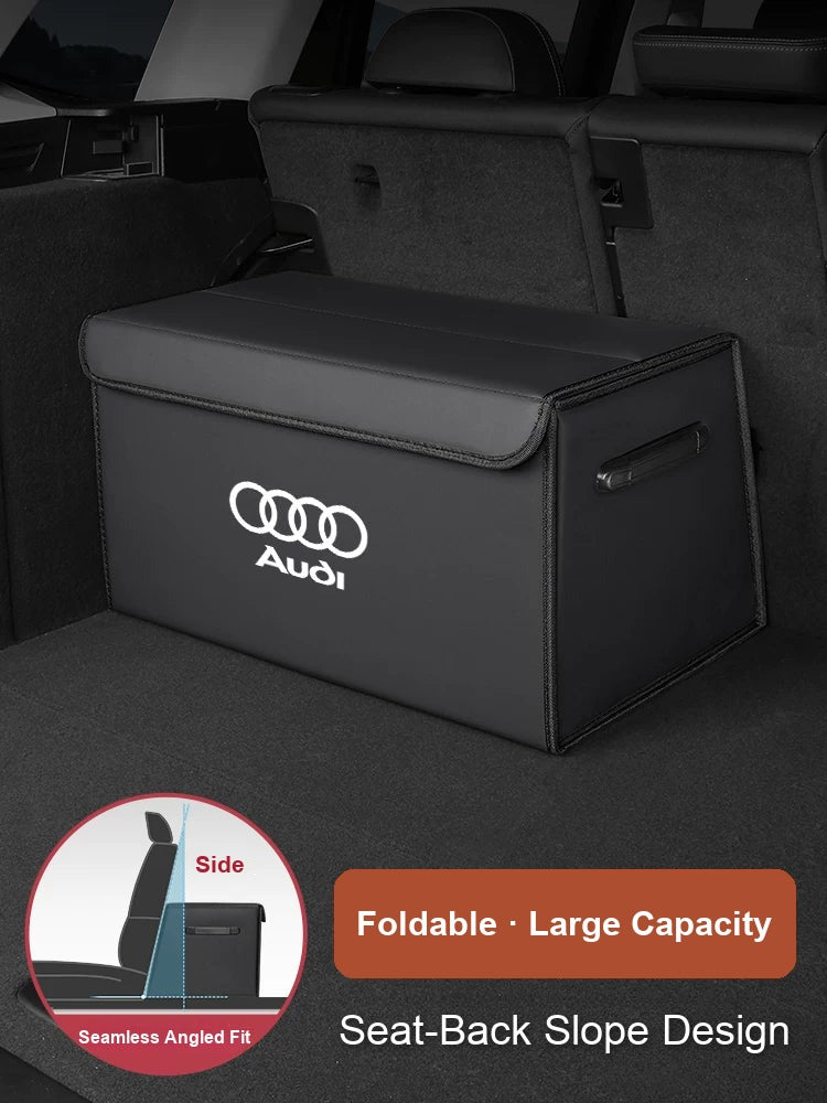 Audi foldable large-capacity trunk organizer with seat-back slope design