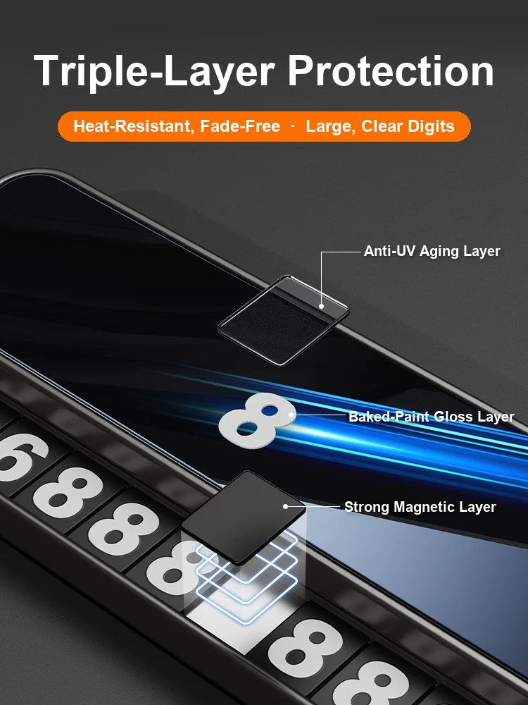 Triple-layer construction: anti-UV layer, baked-paint gloss digits and strong magnetic layer