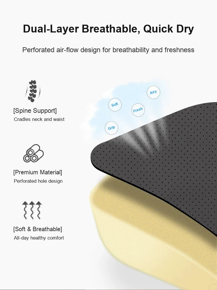 Dual-layer breathable perforated leather over memory foam